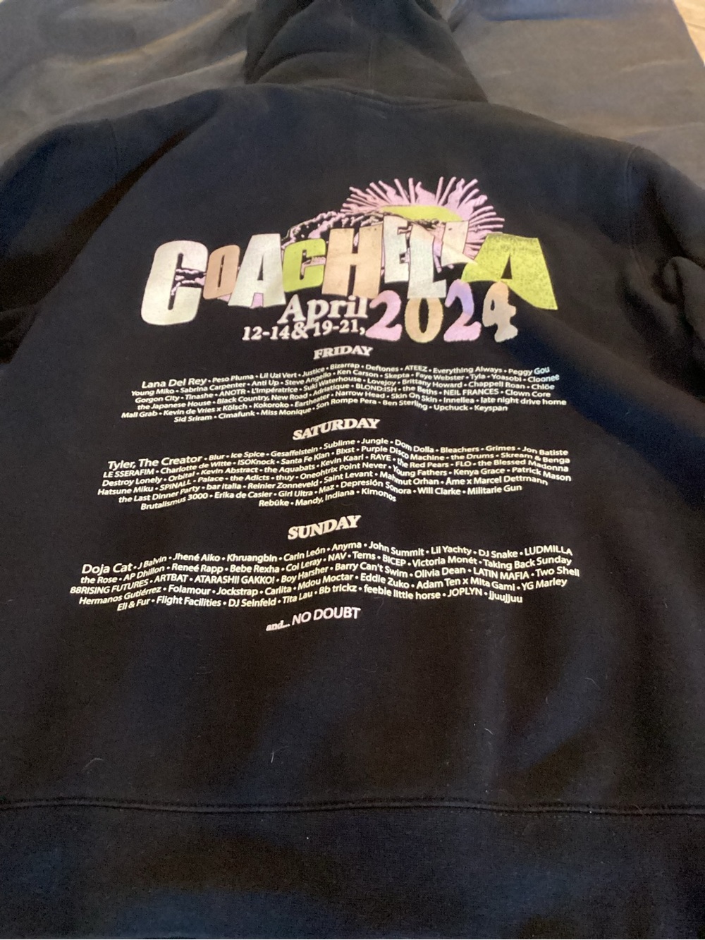 Coachella ,Adult,Black Zip-Up Hoodie , 2024' Logo,,Size Small